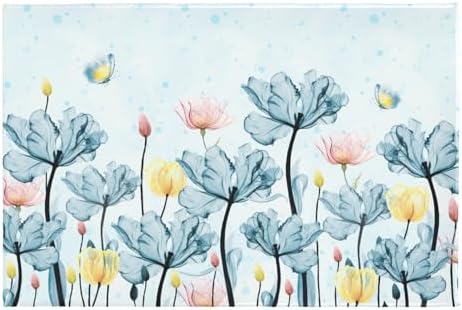 Giwawa Blue Floral Bath Rug Modern Flower Extra Soft Washable Bathmat 16x24 by Giwawa