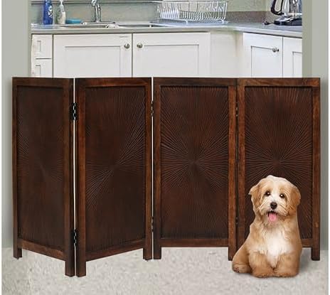 Freestanding Pet Gate, 4-Panel Folding, 56x28 in - Image 6