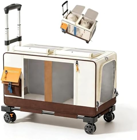Large Cat Carrier with Wheels, Rolling Folding Soft-Sided by DLIANDONG