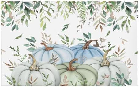 Giwawa Fall Blue Pumpkin Bath Rug Autumn Harvest Bathtub Mat Non Slip Absorbent by Giwawa