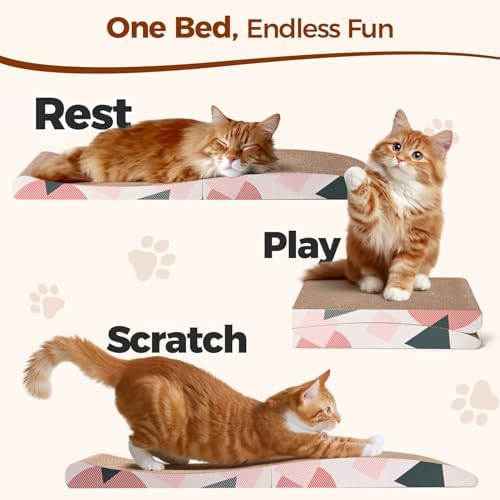 ComSaf Foldable Cat Scratcher Bed, Cardboard Scratch Pad - Image 6