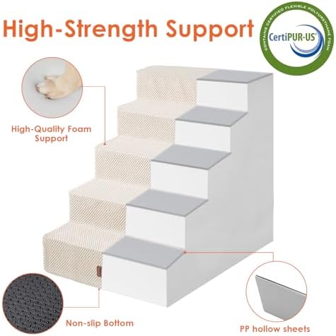 EHEYCIGA Dog Stairs for High Bed 25" H, Extra Wide Dog 5-Step - Image 3