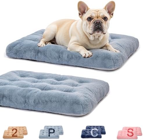 2 Pack Dog Bed, Washable Deluxe Plush Dog Crate Beds by MOIRIG