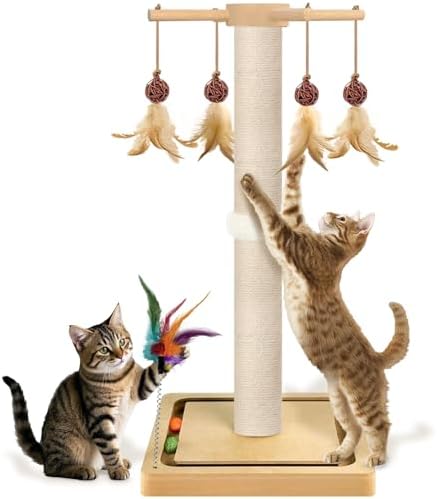 Tall Cat Scratching Post, 33 Inch Sisal Scratcher by Awarmhome