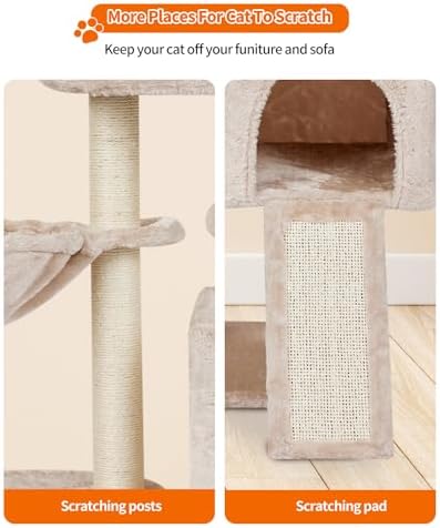 Cute Cat Tree Kitten Cat Tower Condo Furniture Scratching Posts Hammock - Image 6