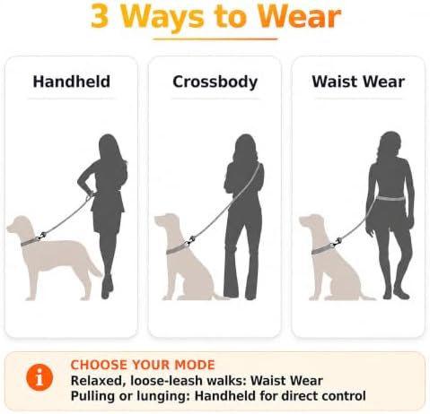 Hands Free Dog Leash, Double Handle Leash 4.5FT Yellow-Orange - Image 2