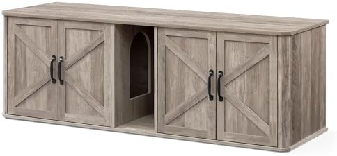 Feandrea Double Cat Litter Box Enclosure, Furniture Hidden by FeandreabySONGMICSHOME