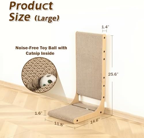 Zakkart 2-Pack L-Shaped Cat Scratching Board, 25.6" Tall - Image 4