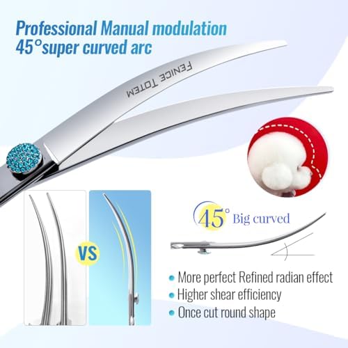 Fenice Professional Grooming Curved Shear: 45 Degree Super Curves Scissors - Image 2