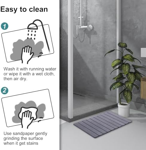 Foldable Stone Bath Mat, Quick-Drying Diatomite Bath Mat - Image 5