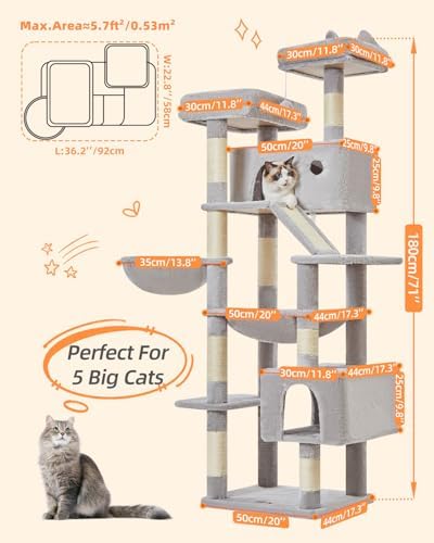 Taoqimiao Cat Tree, 71 in Extra Large Cat Tower - Image 2
