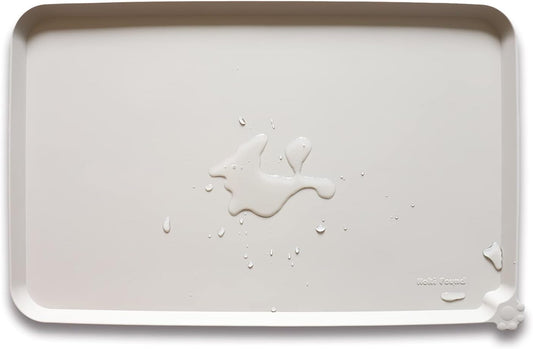 Hoki Found XX-Large Silicone Pet Feeding Mats - Non Slip Dog Cat Bowl Placemats - Waterproof for Carpet - Cream Brown