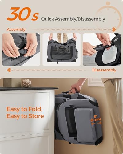 Feandrea Collapsible Soft Dog Crate, Portable Travel Carrier, 24 Inches - Image 3
