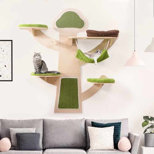 Tangkula Cat Wall Shelves, Wooden Wall Mounted Cat Tree - Image 6