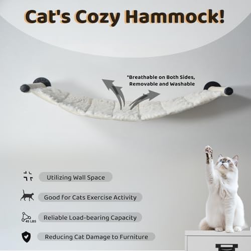 Cat Hammock Wall Mounted, Wall Mounted Cat Shelves, 35.43 x 12.99 in - Image 3
