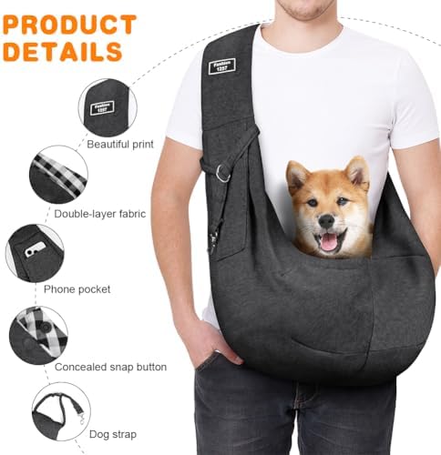Dog Sling Carrier with Padded Strap, Reversible Pet Carrier - Image 3