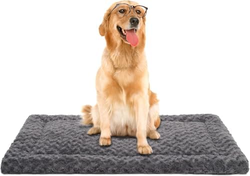 Exsnugy Washable Dog Bed Mat Large Size Fluffy Pet Crate Pad 42x28 XL by Exsnugypetproducts