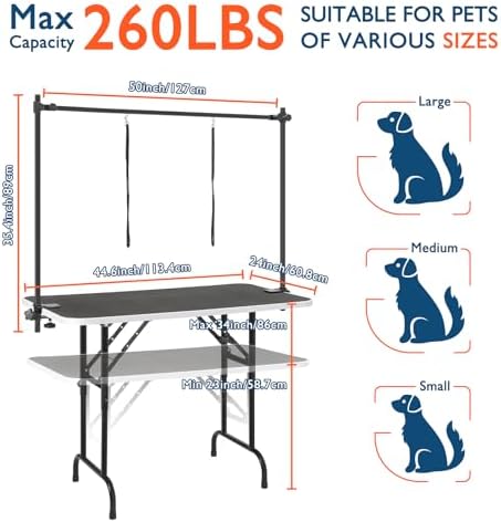 LEIBOU 45'' Height Adjustable and Foldable Pet Dog Grooming Table Heavy Duty - Image 2