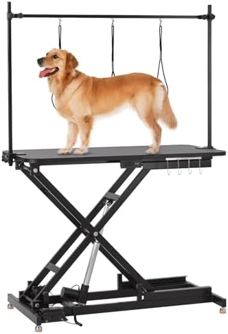 47 in Electric Pet Grooming Table w/Leveling Wheels, Max 264 LBS by JustSmart