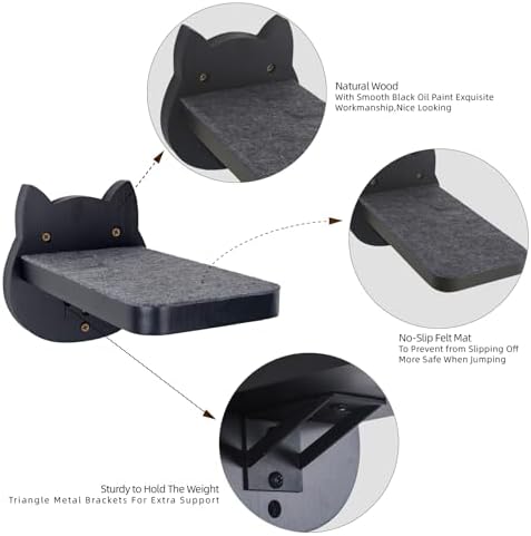 ESPETS Black Painted Solid Wood Cat Wall Climbing Steps - Image 2