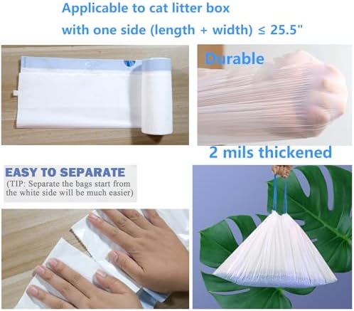 40 Count Cat Drawstring Litter Box Liners 26.6x16.7 inches 2Mils Super Thick - Image 3