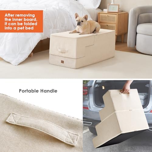 EHEYCIGA Dog Stairs for High Bed 25" H, Extra Wide Dog 5-Step - Image 6