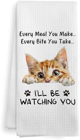 Funny Orange Tabby Cat Kitchen Towels Accessories Decor, Every Meal You Make by XNXLDYLH
