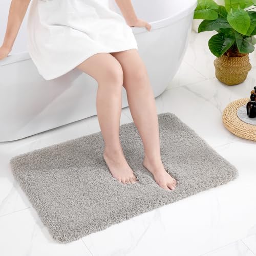 Disolla Gray Bathroom Rugs 24x36, Microfiber Non-Slip Plush Thick Bath Mat by Disolla