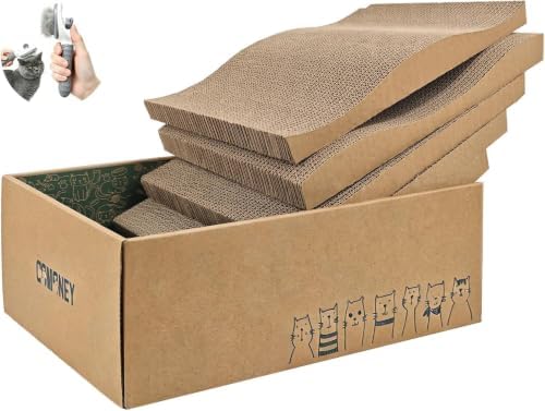Comoney Cat Scratcher 5 Pack, Reversible Corrugated Cardboard Cat Scratch Pads by COMONEY