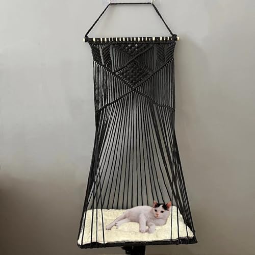 Macrame Hanging Cat Hammock Bed Cat Swing House Space Saving Window Perch - Image 5