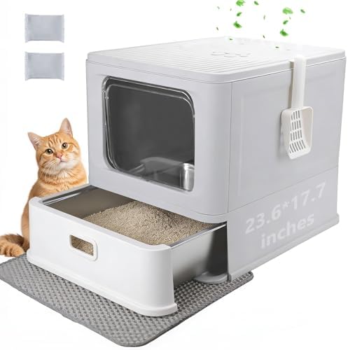 Enclosed Stainless Steel Cat Litter Boxes by GOYJOY