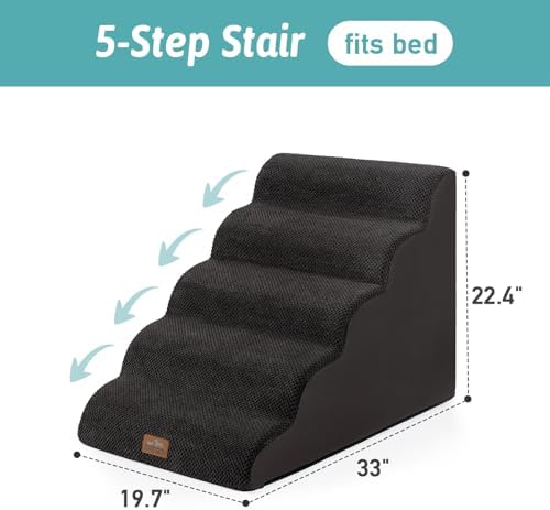 COZY KISS Extra Wide Dog Stair for Small Dog, 5 Step Pet Ramp for Bed - Image 2