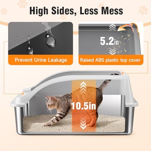 2PACK Stainless Steel Cat Litter Boxes XL Large Metal Pan Include Scoop - Image 5