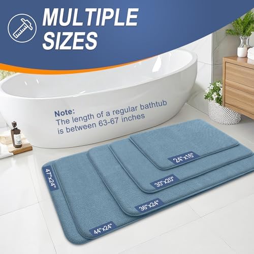 OLANLY Thick Memory Foam Bathroom Rugs 36x24, Absorbent Bath Mat, Airy Blue - Image 5