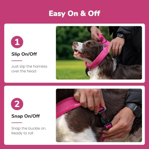 Didog No Pull Dog Harness for Large Dogs, Soft Flannel Padded, Hot Pink - Image 3