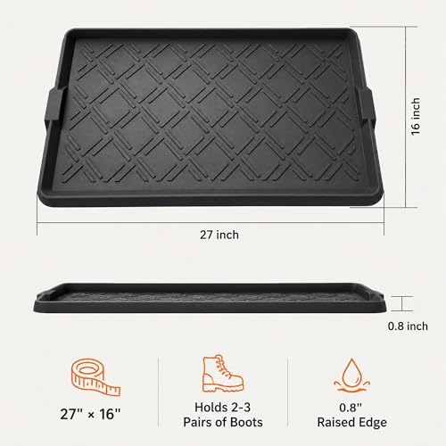 Boot Tray for Entryway, Rubber Shoe Mat, Waterproof Shoe Tray - Image 2