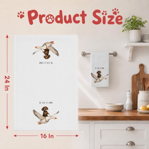 Red Dachshund Kitchen Towels, Cute Hand Tea Towel - Image 2