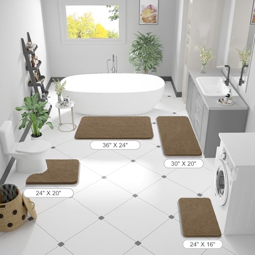 OLANLY Bathroom Runner Rugs 59x24, Extra Soft Absorbent Chenille Bath Rugs - Image 2