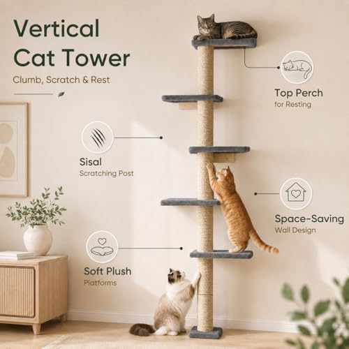 80-Inch Wall-Mounted Cat Tree - Image 2