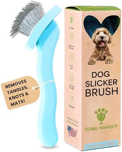 Pet Slicker Brush With Soft Massage Grooming Stainless Steel Pins by FlyingPawfect