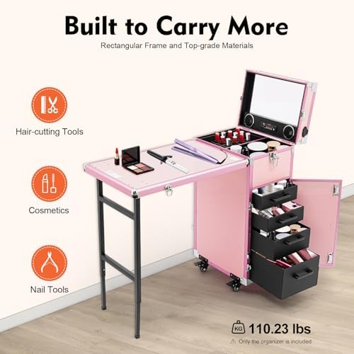 Cosmetic Trolley Storage Organizer, Foldable Nail Tables - Image 4