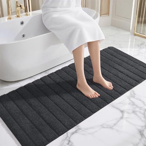 AROGAN Luxury Long Bathroom Runner Rugs 24x72 Inch Bath Rug, Deep Grey - Image 3