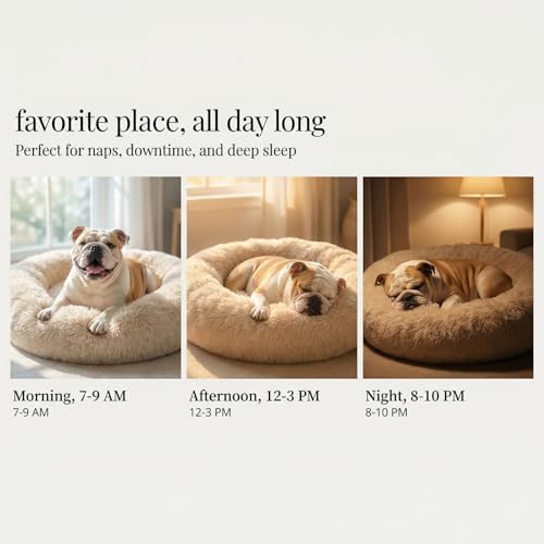 nononfish Medium Dog Bed, Calming Donut Plush Round Pet Bed - Image 6