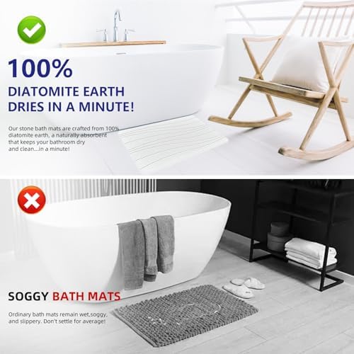 Fast Drying Stone Bath Mats for Bathroom, Non-Slip Diatomaceous Earth Bath Mat - Image 4