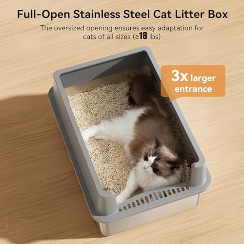 Jotesnew 2 Pack 28" Extra Large XXXL Stainless Steel Cat Litter Boxes - Image 3