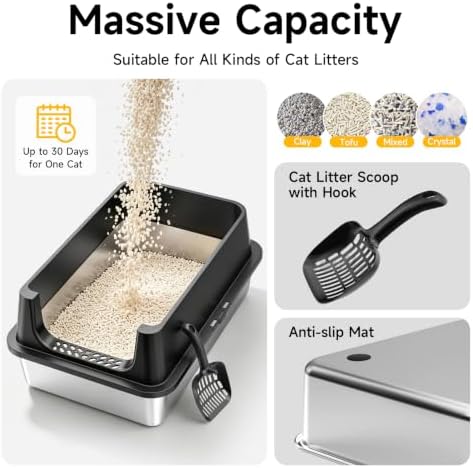 XL Open Top Stainless Steel Litter Box - Image 6