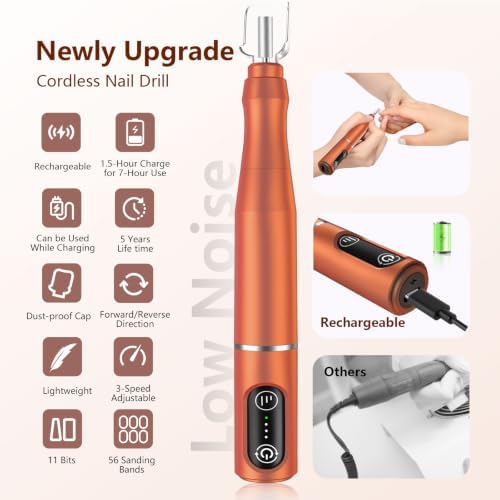 TUOBEO Cordless Nail Drill Electric Nail File Kit, Rechargeable Efile Set - Image 4