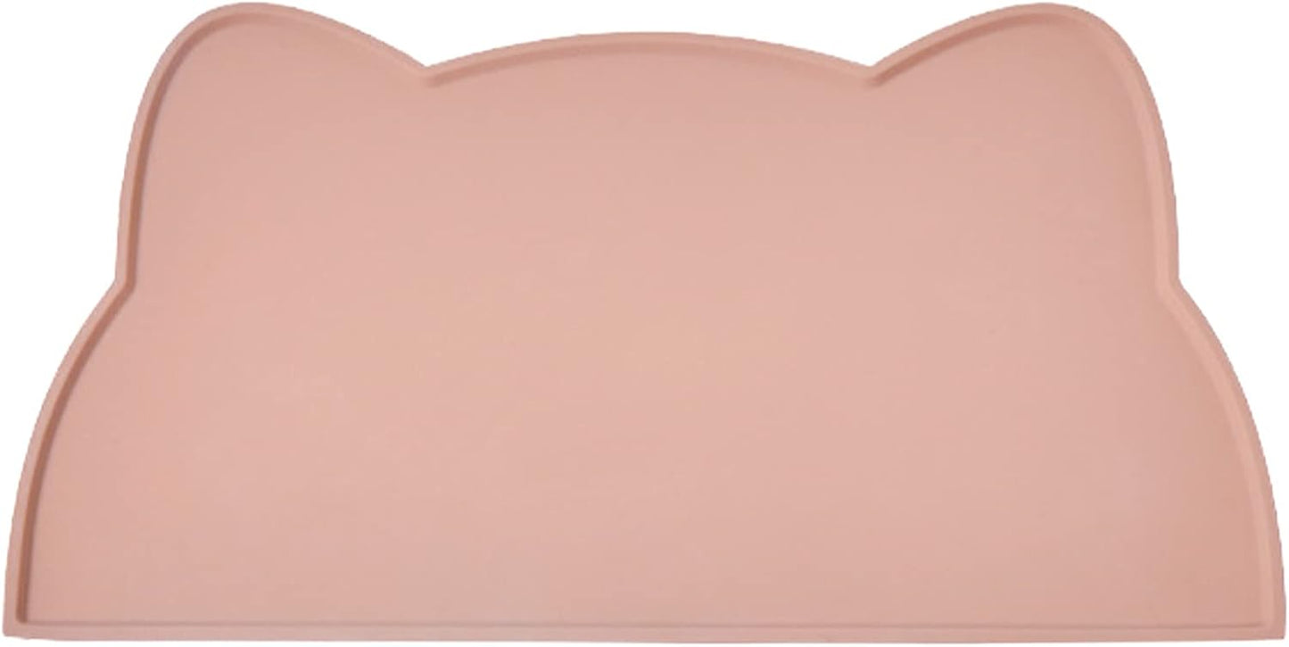 Cat Food Mat, Silicone Pet Feeding Mat for Floor Non-Slip Waterproof Dog Water Bowl Tray Cushion (20" x 12", Tea Rose)