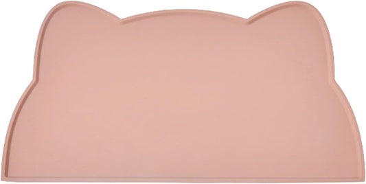 Cat Food Mat, Silicone Pet Feeding Mat for Floor Non-Slip Waterproof Dog Water Bowl Tray Cushion (17" x 10", Tea Rose)