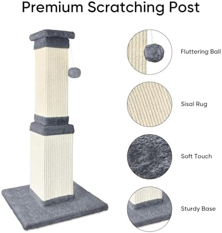 Cat Scratching Post for Indoor Cats, 32Inch Sisal Cat Scratcher - Image 2
